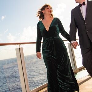 Jenny Yoo Green Dress Velvet Maxi Dress Bhldn size 14